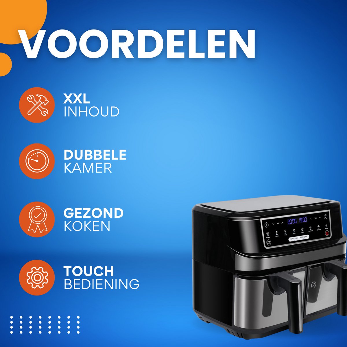 Mini oven - Grill rooster - Bakplaat - Airfryer - Voor Gezinsmaaltijden en Efficiënt Koken - 6-in-1 Slim Design met Dubbele Manden - 10 QT, Ruimtebesparend
