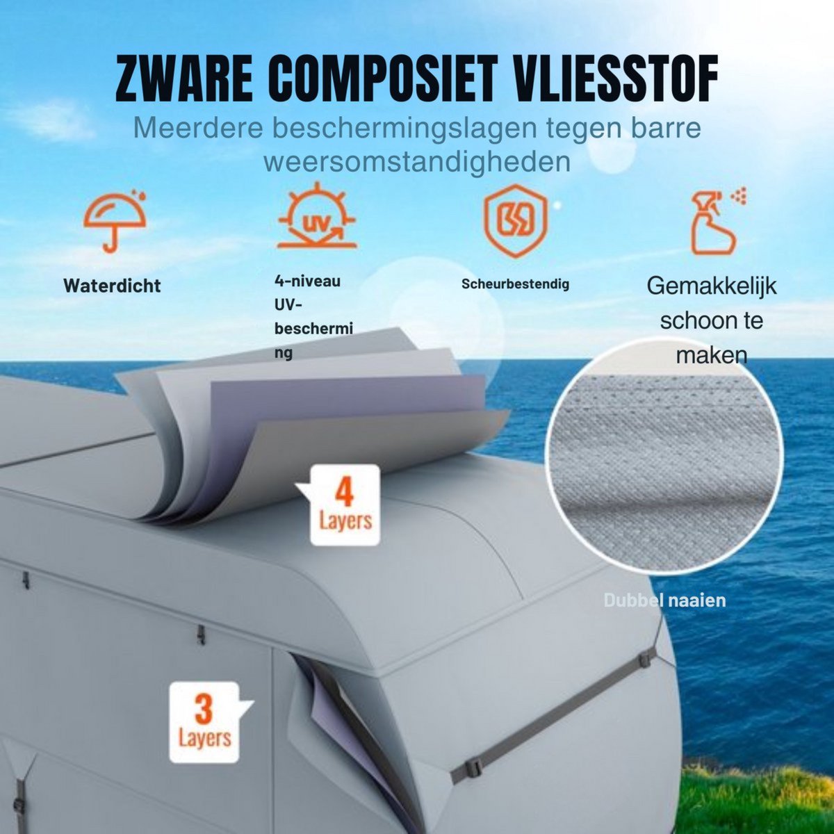 Caravanhoes deluxe - Voor buiten - Camperhoes - Weerbestendige - 642 x 296 x 251 cm - Beschermhoes voor buitenopslag