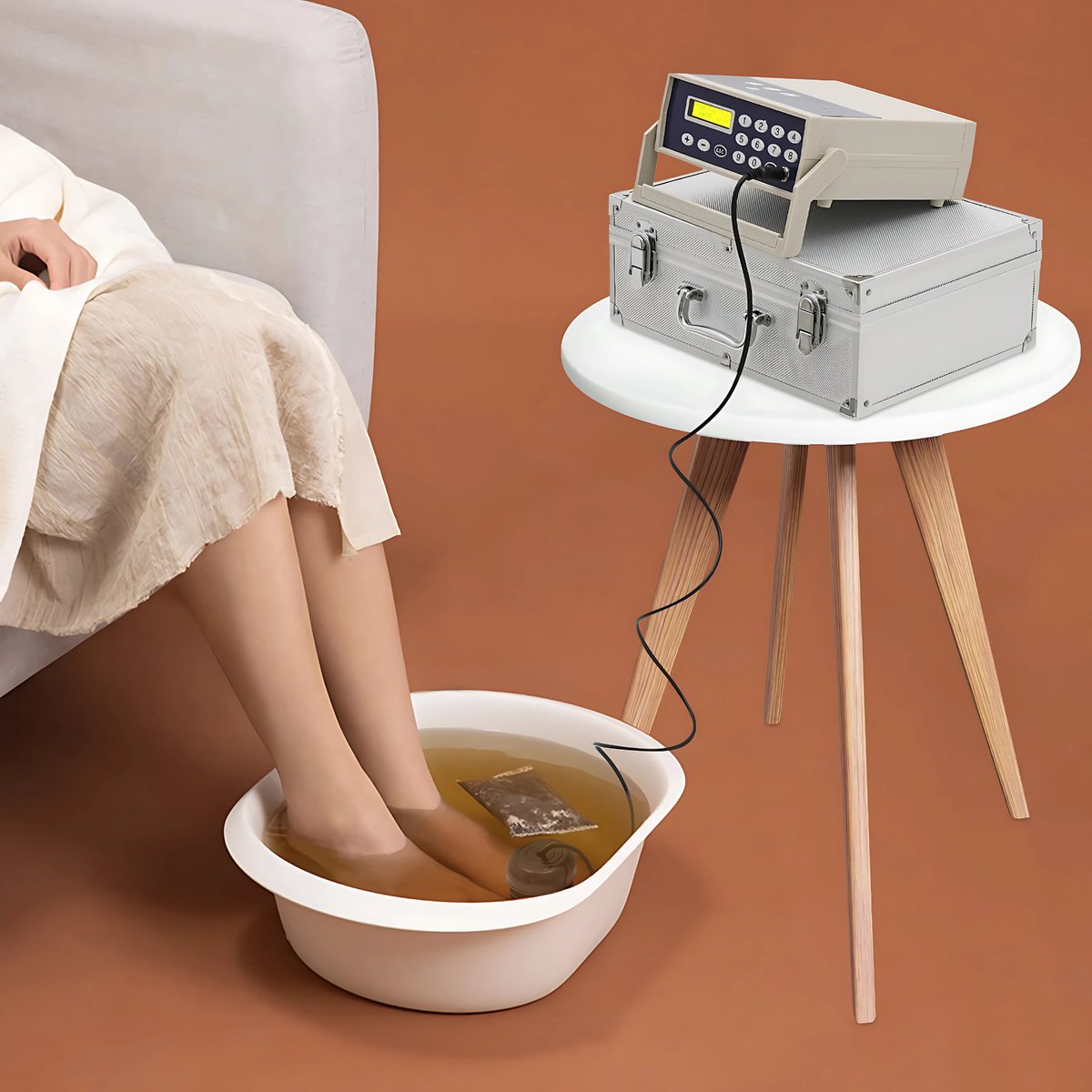 Ionisch Voetbad - Detox - Voor Thuisgebruik, Schoonheidssalons & Spa’s - Detoxfunctie met Polsband & Heupgordel - 3 Temperatuurniveaus