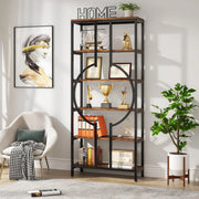 Boekenkast - Boekenplank - Wandplank - Boekenrek - Voor opbergen / woonkamer / kantoor - Industrieel - met open planken - Rustiek Bruin 01