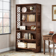 Boekenkast Nero - Bruin - Met 6 Lagen - Boekenrek Opbergrek - Voor Woonkamer, Slaapkamer of Kantoor