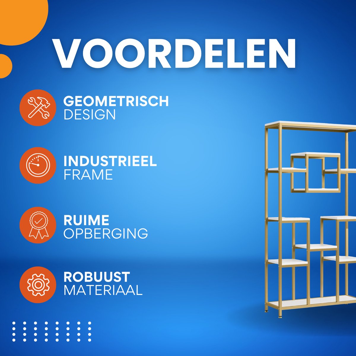 Boekenkast Burny - 180cm - Boekenrek Opbergrek - Stellingkast Metaal - Geschikt voor Woonkamer, Kantoor of Slaapkamer