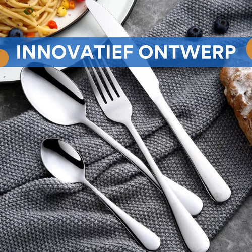 5-delig Bestekset - Bestek - Mes - Vork - Lepel - Voor Diner, Keuken & Outdoor Gebruik - Stijlvol & Draagbaar - Roestvrij Staal met Steakmessen