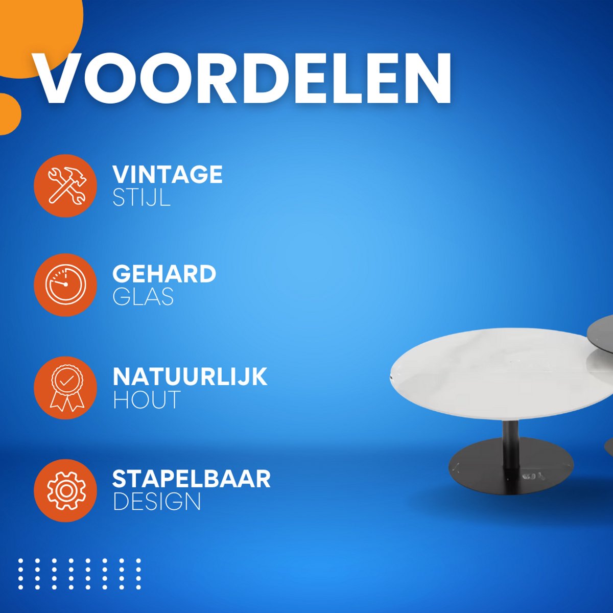 Terino Salontafel - Set van 2 - Gesinterde Steen met Glas - Marmer look