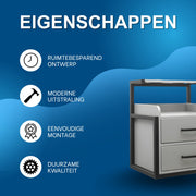 Wandkast - Hangkast - Muurkast - Opbergmeubel - Voor kapsalon - Opbergkast met wandmontage -Zwart/Grijs