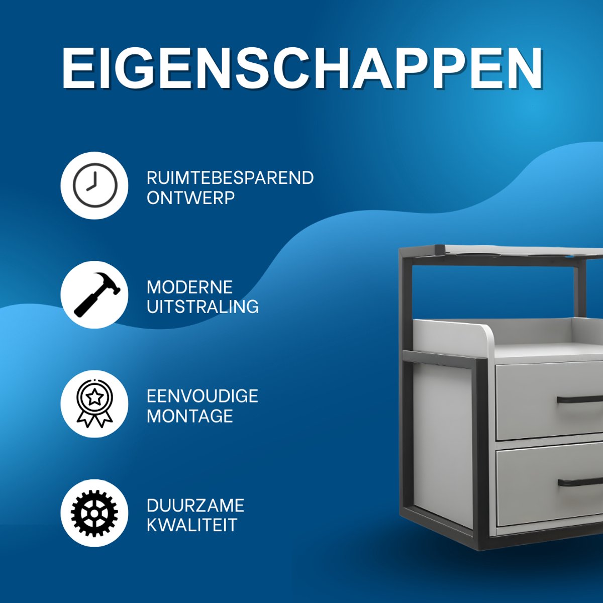 Wandkast - Hangkast - Muurkast - Opbergmeubel - Voor kapsalon - Opbergkast met wandmontage -Zwart/Grijs