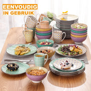 Empress Bordenset – Serviesset – Color 4 persoons – 16 delig – Kleurrijk Keramisch – Breakfast Plates – Grote inhoud