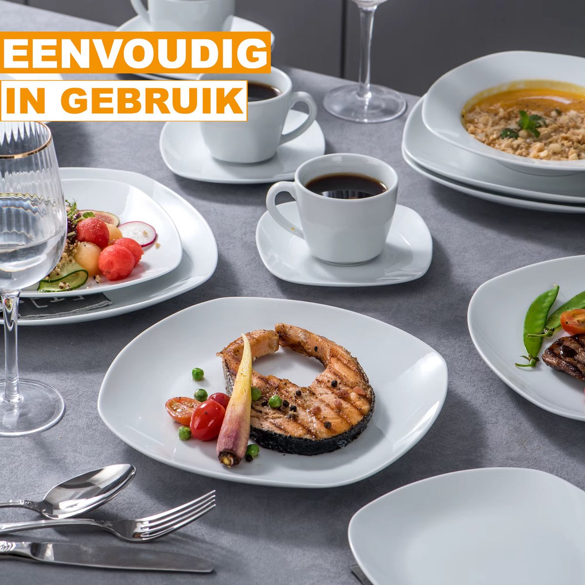 Grandiose Ontbijtborden – 6 persoons – Wit Keramisch – Eetborden – Kleine Borden
