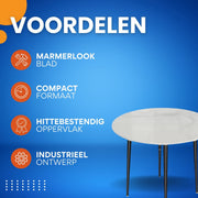 Eettafel Valora - Ronde Eettafel Marmer - Eetkamertafel - Voor Eetkamer of restaurant - 80 cm - 4 personen - Grijs