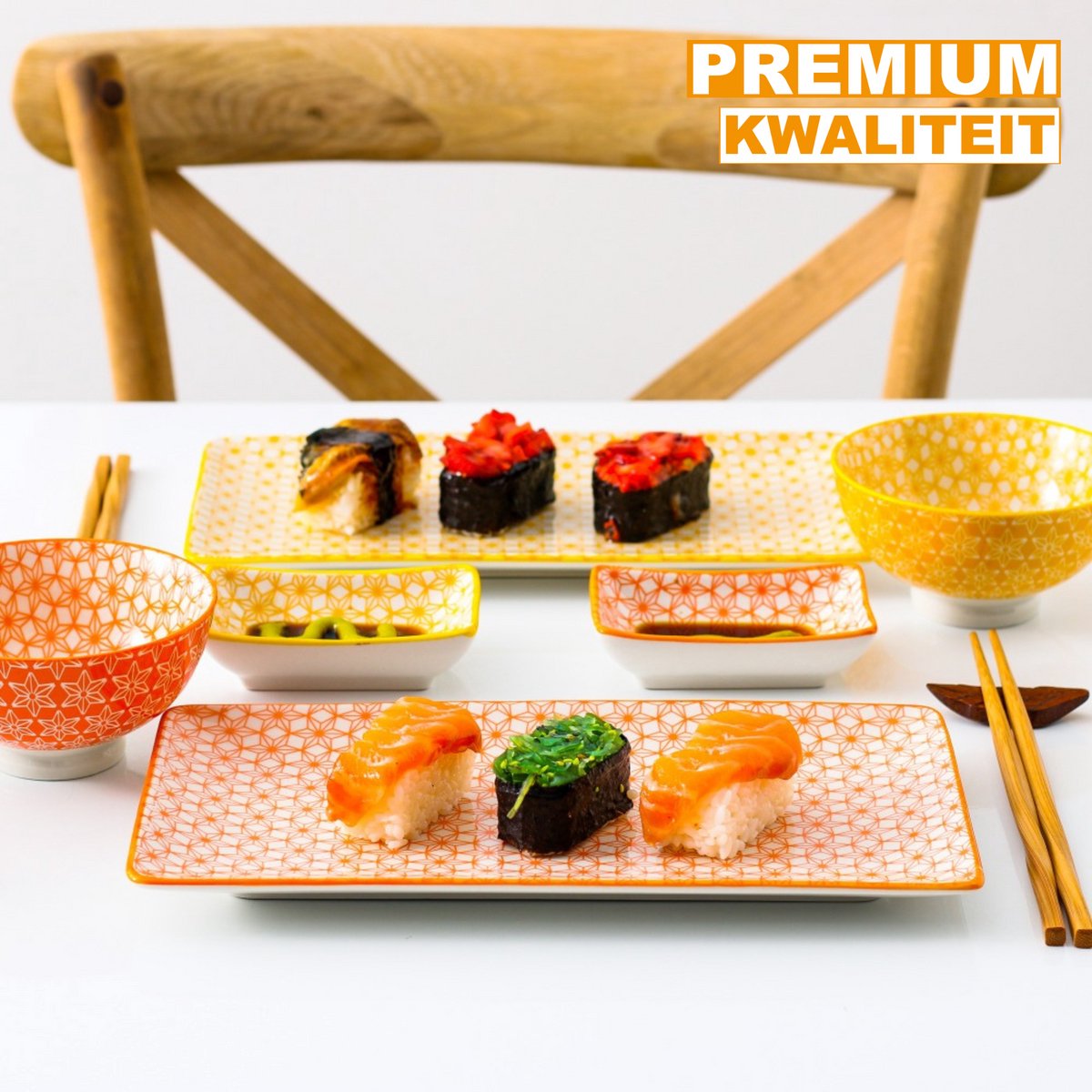 Celestia Sushi Servies - 6 delig - 2 persoons - Dinerborden - Bordenset - Diepe borden - Ontbijtborden - Servies - Keukenservies