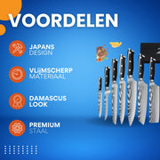20-delige keukenmessen set - Messenset - Keukenmessen - Messenblok - Voor vlees, vis en filet - Handgesmeede messen met hakmes, schaar en messenslijper - Slagersuitbeenmes inbegrepen