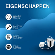 Melkmachine voor koeien - Melkproductie - Vacuumpomp - Voor melkproductie - Met roestvrijstalen emmer - 2-in-1, 5L