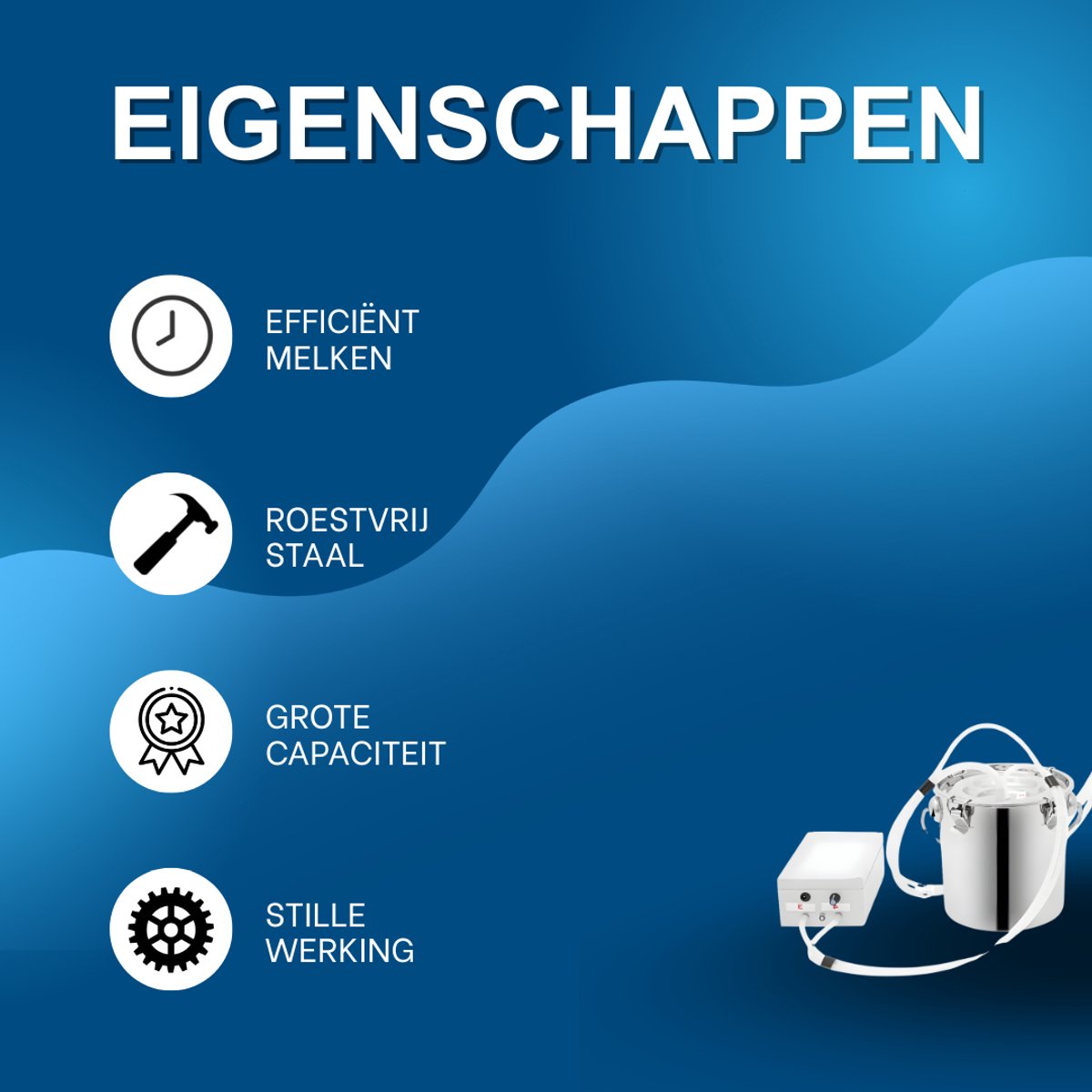Melkmachine voor koeien - Melkproductie - Vacuumpomp - Voor melkproductie - Met roestvrijstalen emmer - 2-in-1, 5L