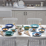 Belviano Serviesset - 36 delig - 8 persoons - Blauw - Dinerborden - Bordenset - Diepe borden - Ontbijtborden - Servies - Keukenservies