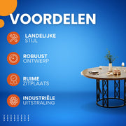 Ronde Eettafel Zurich - Voor 4 personen - 120cm - Voor Keuken of eetkamer - Bruin