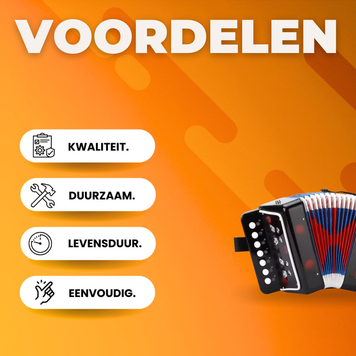 Kinderaccordeon - Speelgoedinstrument - Muziekinstrument voor kinderen - 2-Bass - 7 Noten - Zwart
