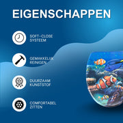 WC-bril - Toiletbril – Voor Toilet & Badkamer – Soft-Close – Duurzaam Kunststof - Vissen motief