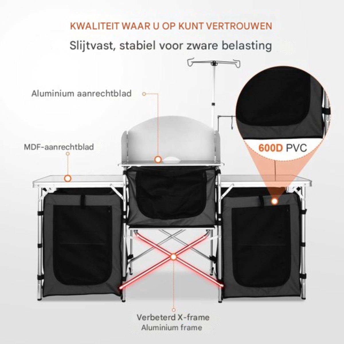Happyment Campingkast - Keukenkastje - Tuinkast - Voor buiten - Camping buiten