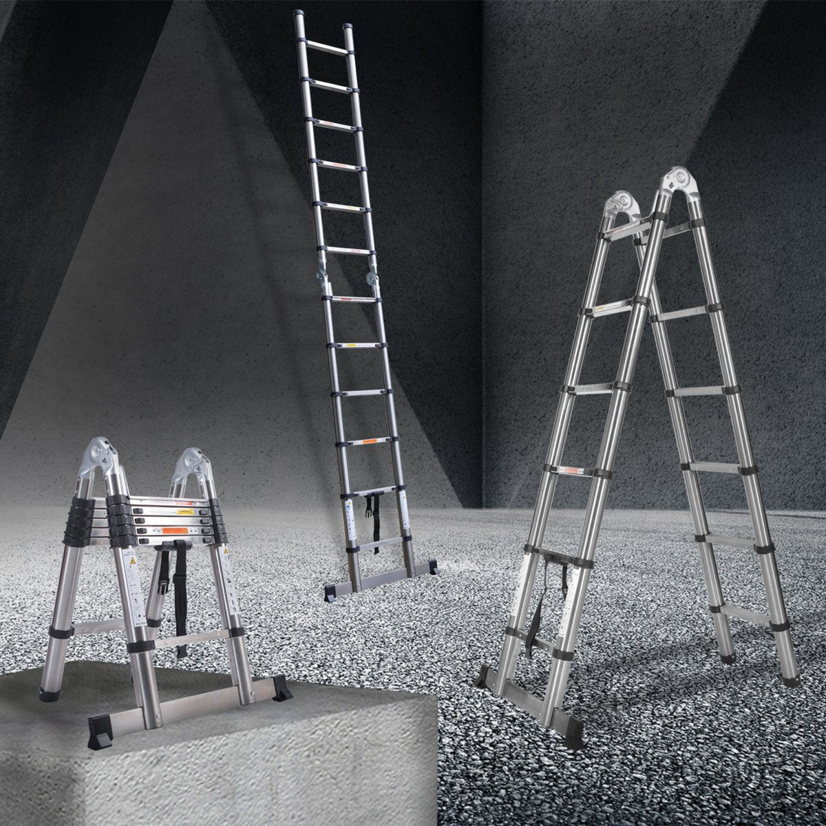 Telescopische Ladder Velar - 2,6m - Uitschuifbare Multifunctionele Roestvrijstalen Ladder - Draagbare Stevige Zolderladder met EN131-Standaard