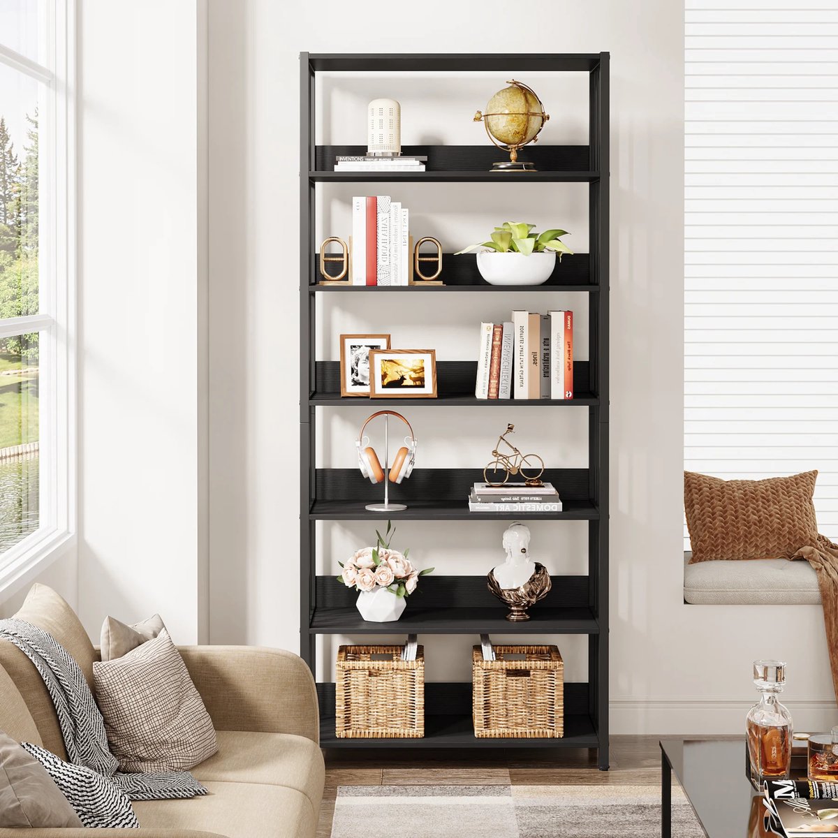 Staande Boekenkast met 5 Lagen - Voor Woonkamer, kantoor of slaapkamer - Boekenplank - Opbergrek - Zwart