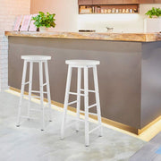 Hoge barkrukken Parijs - Zithoogte 71cm - Wit - Set van 2 - Keuken - Barstoelen - Zonder rugleuning - Hout
