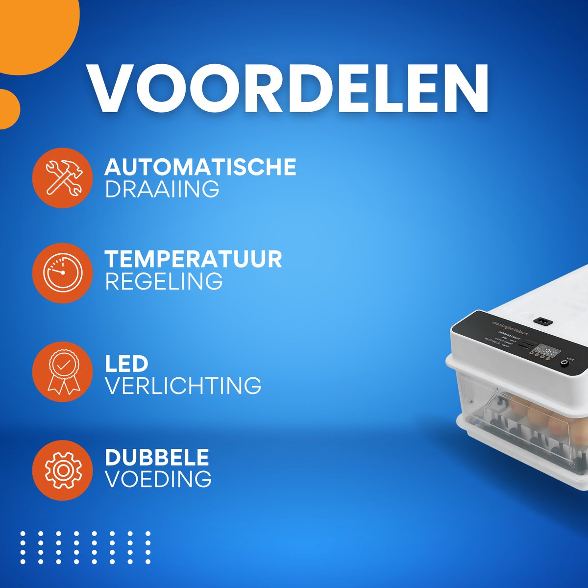 Automatische Broedmachine - Eierdraaier - Voor 24 eieren - Met LED-Verlichting