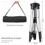 Projectorstatief – Opvouwbare Laptop- en Projectorstandaard - met Plateau en Draagtas – Lichtgewicht Aluminium- voor Thuis, Studio of Kantoor gebruik - Zilver