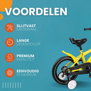 Kinder driewieler Tavien 17 inch - Met zijwieltjes - Voor kinderen - Kinderfiets - Babyfiets - Peuterfiets - Geel- 1 tot 5 jaar
