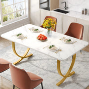 Moderne eetkamertafel Opulence - Woonkamer -Marmerlook Blad - 160cm