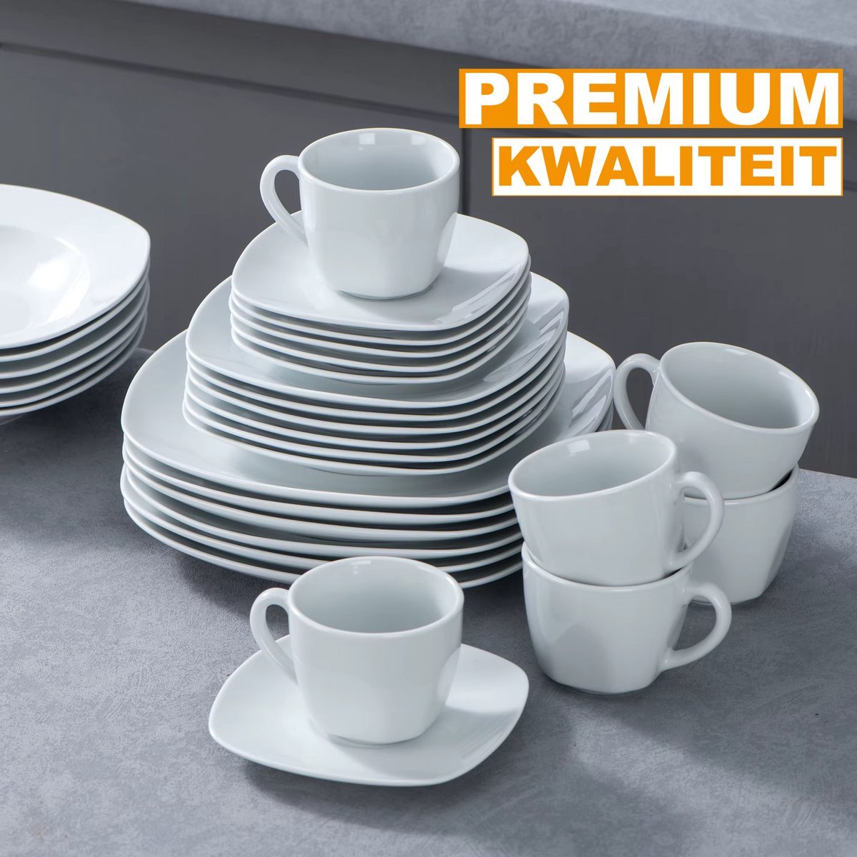 Luminous Ontbijtborden – 6 persoons – Wit Keramisch – Eetborden – Kleine Borden – Stijlvol keramiek