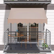 Luifel Balkon - Luifelklem voor Tuin en Zonbescherming - Intrekbare, UV-bestendige Luifel zonder Boren -2,5x1,2m - Khaki