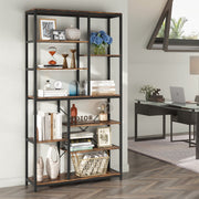 Boekenkast industrieel - Voor woonkamer, slaapkamer of kantoor - Opbergkast - 200cm - Vakkenkast - Bruin
