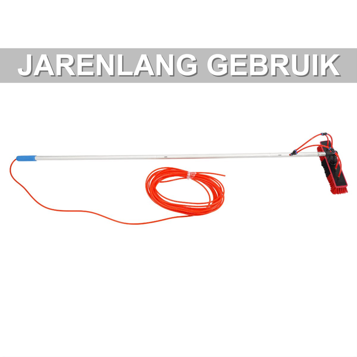 Reinigingsborstel - Voor zonnepanelen en buitenramen - Verstelbare steel, schoonmaakset - Rood