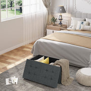 Bolt Edge Moderne Opbergbank - Donkergrijs - Met opbergruimte - Stof - 76x38x38cm
