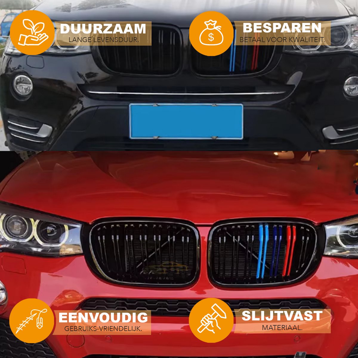 Voorbumper - Voor BMW F30/F31 3-Serie 2012-2018 - Auto accessoires - Niergrille - M-Kleur - Dual line - Gloss Zwart