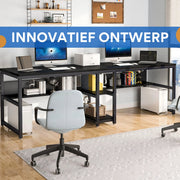 Bureau XL - Voor 2 perosnen - Zwart - Computerbureau - Voor thuis of werk - 200cm