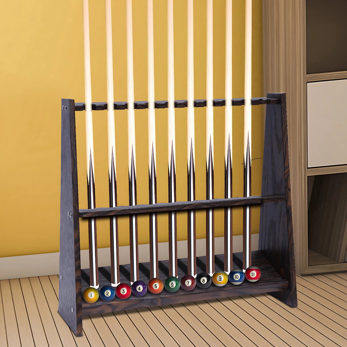 Biljartkeu rek - 10 gaten - Biljart accessoires - Houder voor op de vloer
