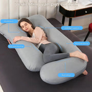 Zwangerschapskussen Vaylen - Verkoelend - Ergonomisch - Lichaamskussen - Body pillow - Zijslaapkussen - Voedingskussen - Voor zijslapen - Grijs