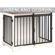 Hondenbench - Hondenkrat - Hondenkennel - Hondenhok - 81 cm - Voor Binnen - Wit/bruin