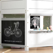 Kinderbed 90 x 200 cm - Voor Kinderen - Huisbed - Peuterbed - Met valbeveiliging - Met lattenbodem - Zonder matras