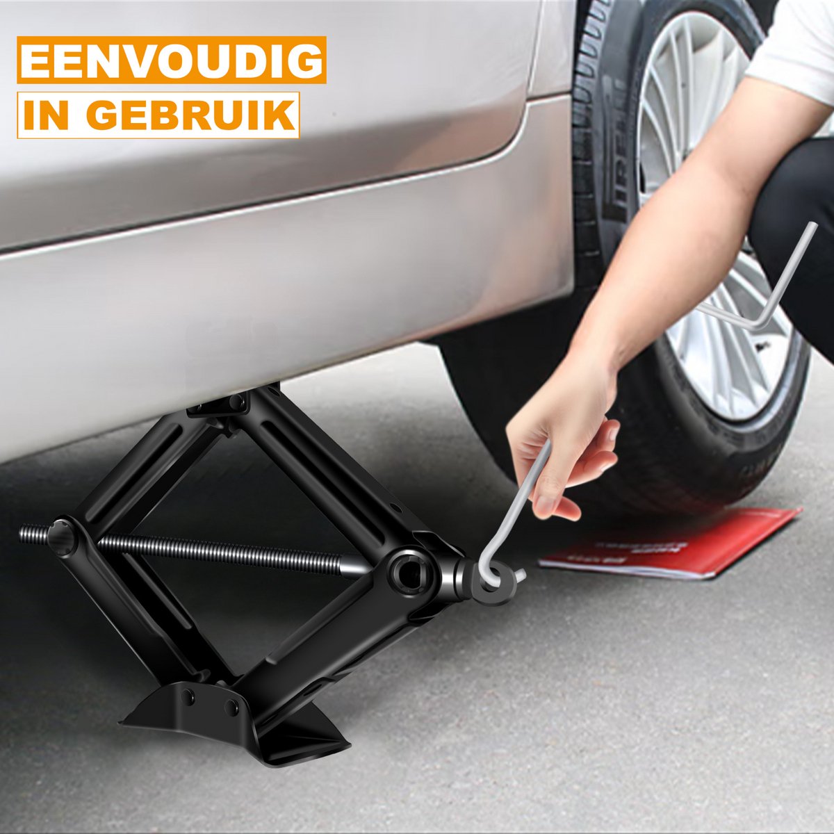 Kraanhefkrik 2 Ton - Roestvrijstalen Schaarwagenkrik - Snelheidshandgreep - Vloerlift Schaarkrik - Hoogte 90mm - 385mm