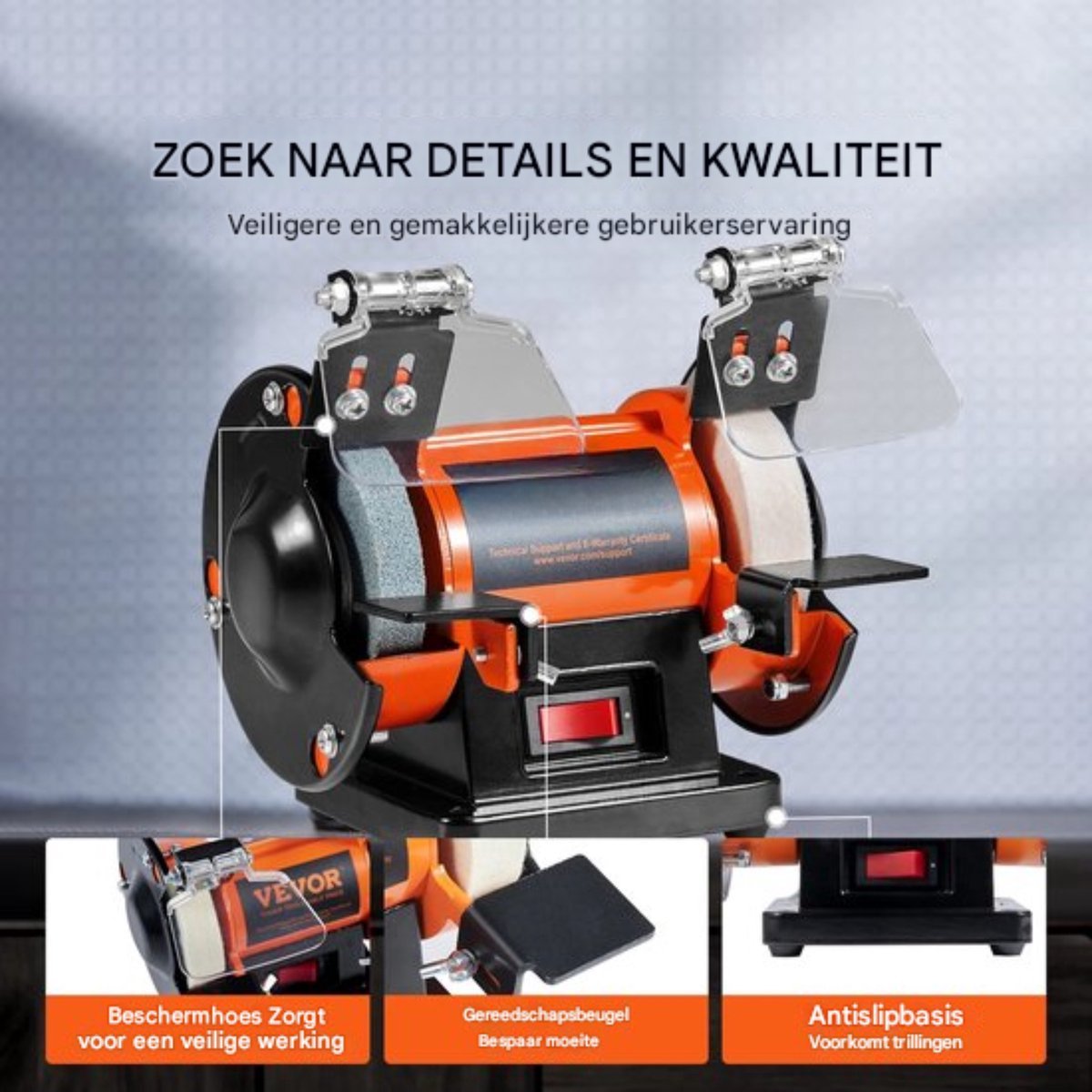 Happyment Polijstmachine - Bank Buffer - Werkbank - Geschikt Voor 3590rpm