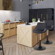 Barkruk Modern Feddo - Industrial - Donkergrijs - Barkrukken set van 1 - Barstoel Kruk - Barstoelen met rugleuning - Keukenstoel - In hoogte verstelbaar - Velvet