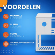 Luxe stapelbed Valora voor kinderen - 90x200 cm - Kinderbedden - Hoogslaper - Met Hoektrap, valbeveiliging en raam - Peuterbed