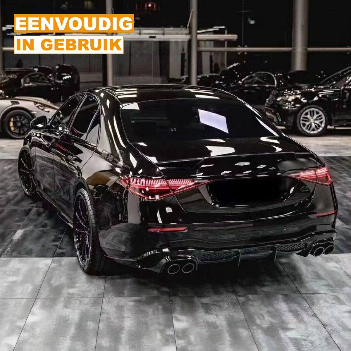Dynasport LipDiffuser - Voorlip Diffuser Spoiler - BS Stijl - Gloss Zwart - Voor Mercedes S-Klasse W223 (2021-2023) - Auto Accessoires