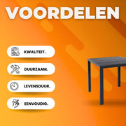 Tuintafel Valora - Aluminium - Voor binnen en buiten - Vierkante vijzettafel tuin - Zwart - Bistrotafel - Eettafel - Hitte- en Weerbestendig