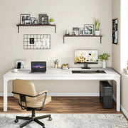 Computerbureau Milano - Voor 2 Personen - 200cm - Wit - Voor thuis of werk - Hout en metaal