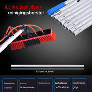 Reinigingsborstel voor Zonnepanelen - 9 meter - Met Telescopisch Handvat - Draaibare Raam- & Paneelborstel