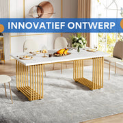 Moderne eetkamertafel Novio - Woonkamer -Marmerlook Blad - 160cm