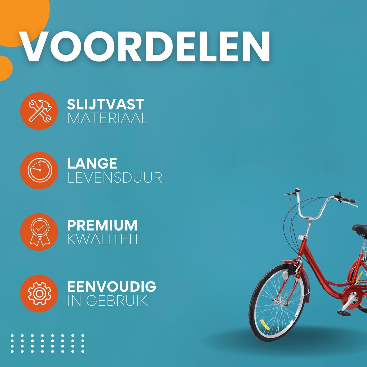 Driewieler Tavien 6 versnellingen - Fiets voor volwassenen en senioren - 24 Inch - Opvouwbare Trike - Met mand - Voorrem - Rood